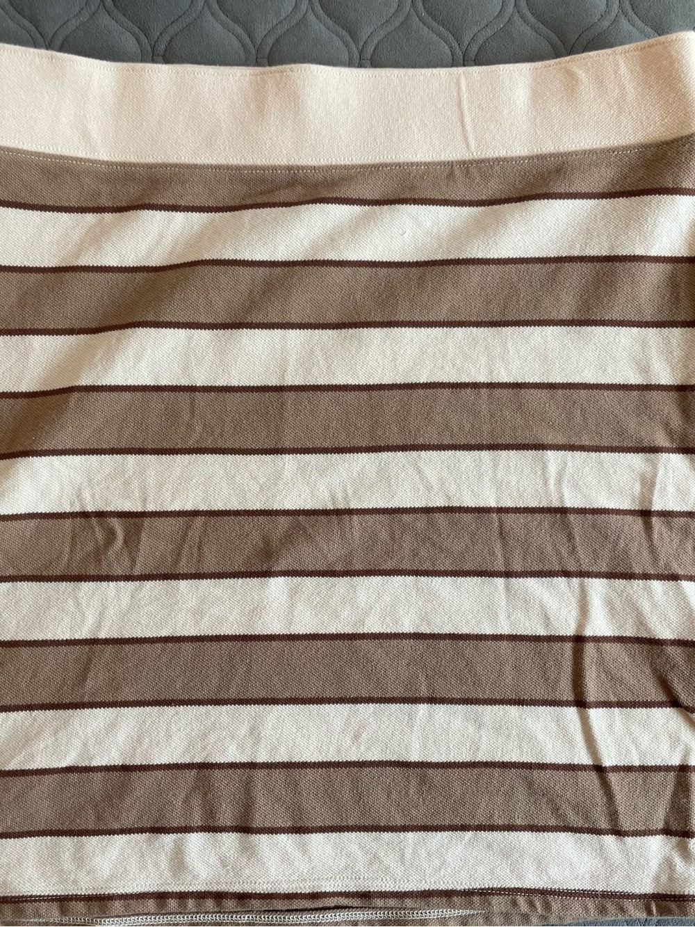 Hollister Striped Knit Mini Skirt in Cream and Brown, Size Small